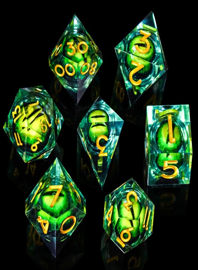 EZUO DND Resin Dice Dragon Eye Liquid Core Dice Set Sharp Edged Dice Set with Box, Dungeons and Dragons Polyhedral Dice, D&D RPG Role Playing Games (Green) - Image 5